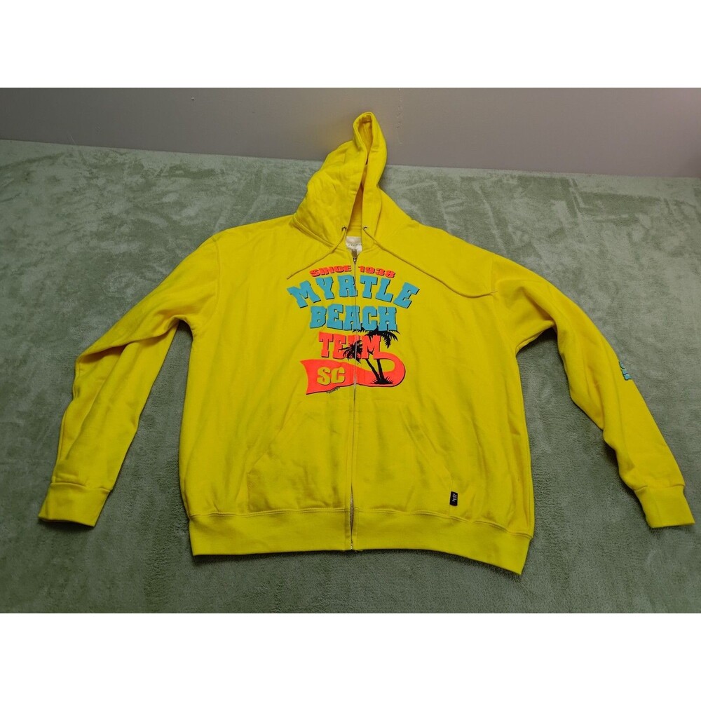 Myrtle Beach South Carolina Women's Full Zip Hoodie Sweatshirt XL Yellow Tourist